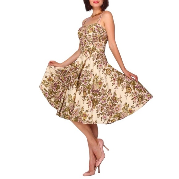 ANTHROPOLOGIE Elevenses Floral Sequin Swing Dress Size 14 - Picture 1 of 12